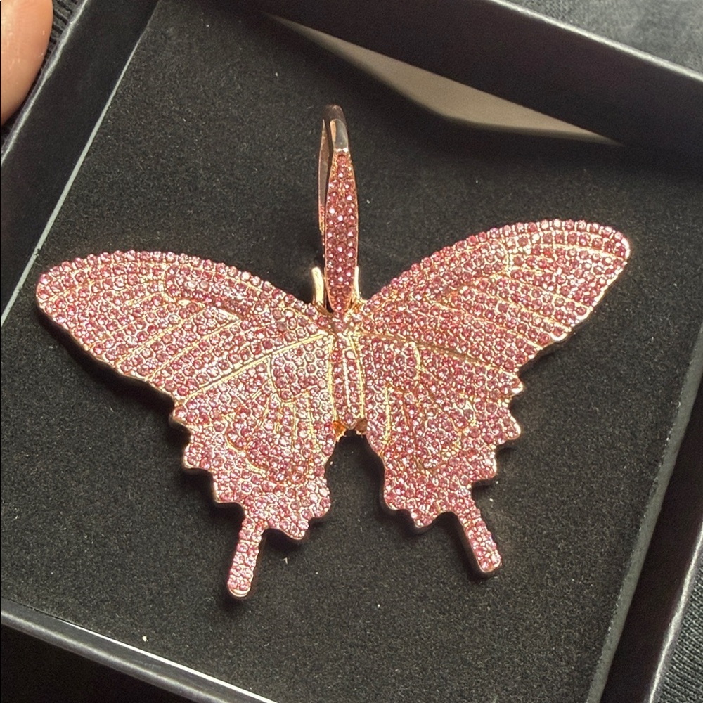 Pink Crystal Butterfly Pendant